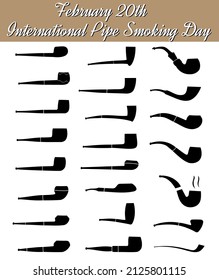   Illustration postcard February 20 International Pipe Smoking Day 