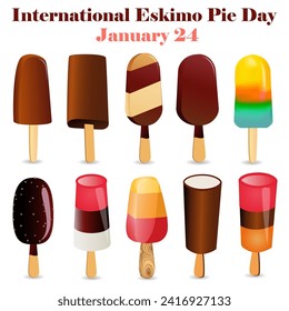   Illustration postcard January 24th international popsicle day