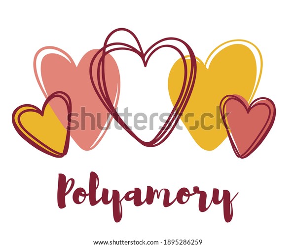 Illustration Postcard Polyamorous Relationships Romantic Style Stock Vector Royalty Free 