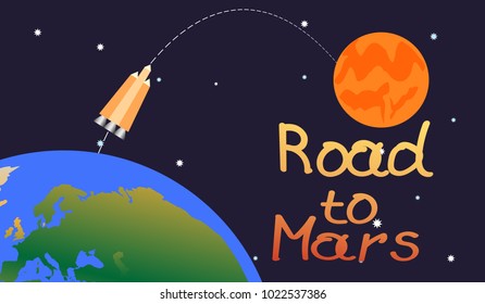 illustration postcard travel to mars