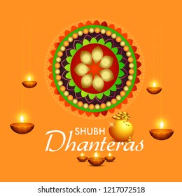 Illustration Poster Or Banner For Dhanteras Diwali Festival.