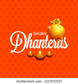 Illustration Poster Or Banner For Dhanteras Diwali Festival.