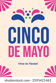 Illustration poster cinco de mayo with pink color