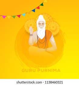 Illustration or poster for the Day of honoring celebrating guru purnima.