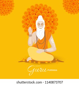 Illustration or poster for the Day of honoring celebrating guru purnima.