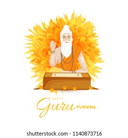 Illustration or poster for the Day of honoring celebrating guru purnima.