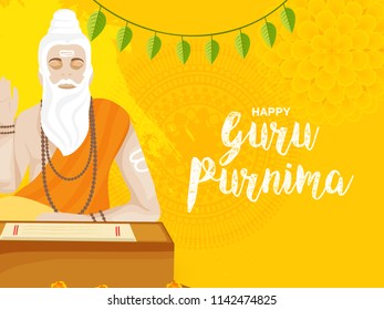 illustration or poster for the Day of honoring celebrating guru purnima.