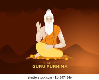 illustration or poster for the Day of honoring celebrating guru purnima.