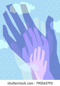 Illustration of a Poster Design with Several Hands Connected to Each Other as Support