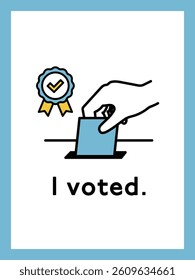 Illustration poster of a hand and a ballot box related to election, voting and politics.