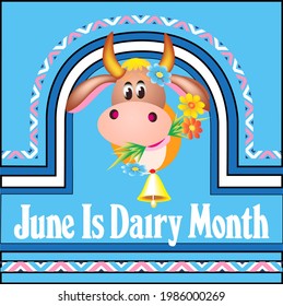 Illustration Poster For June Milk Month With And Flowers