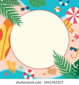 Illustration poster made with summer graphic elements. A collection of summer vacation graphic icons.