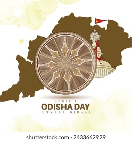 Illustration poster of Odisha Day,Utkal Divas,1 April.