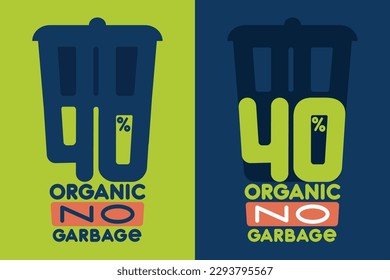 Illustration poster on an environmental theme, organic waste is not garbage. Vector banner depicting a trash can.
