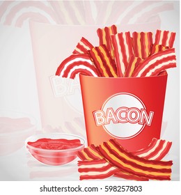 Illustration of a poster, with and sauce, for fast food snack and takeaway menu