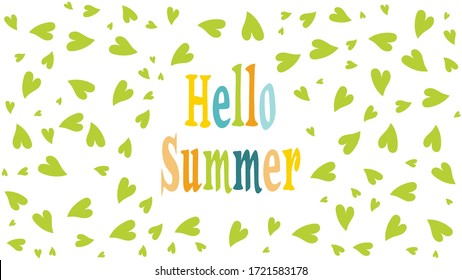 Illustration or poster saying hello summer. Summer pastel trend colors 2020. Vector image.