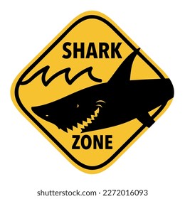 Illustration of a poster that indicates the existence of a shark area, vector illustration
