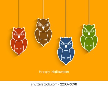 illustration of a poster,banner and invitation of Halloween with scary owls.