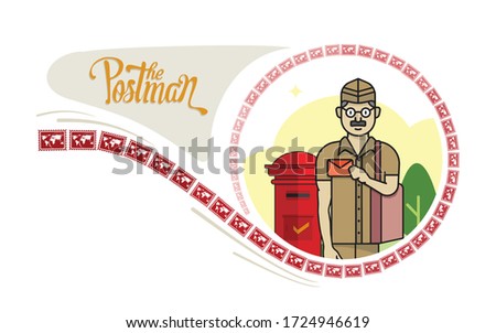 Illustration of postman delivering mail