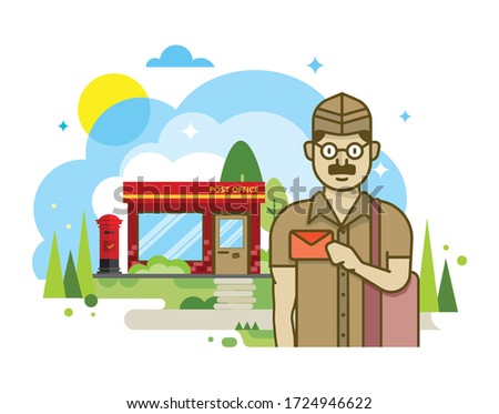 Illustration of postman delivering mail