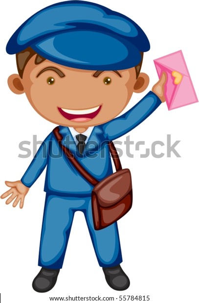 Illustration Postman On White Background Stock Vector (Royalty Free ...