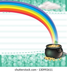 Illustration of a pot full of coins with a clover plant