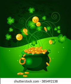 Illustration of pot full of golden coins 