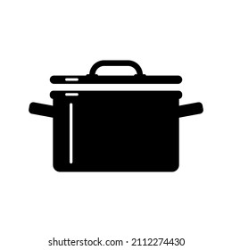 Illustration of a pot with a lid insulated on a white background, the silhouette of the pot in the form of an icon and logo. Vector graphics