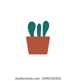 Illustration pot and plant with blank background