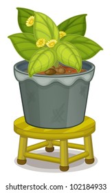 illustration of a pot plant on a stool