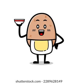 illustration of a potato with an apron. chef potato vector illustration.