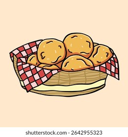 Illustration of potato cake or stuffed potato, Colombian food