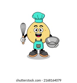Illustration of potato chip as a bakery chef , character design