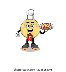 Illustration of potato chip as an italian chef , character design