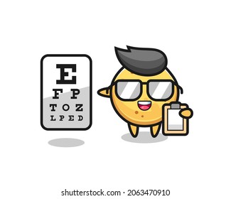 Illustration of potato chip mascot as an ophthalmology , cute design