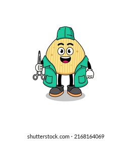Illustration of potato chip mascot as a surgeon , character design