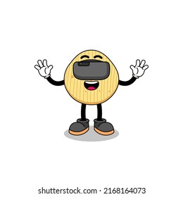 Illustration of potato chip with a vr headset , character design