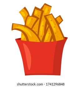 illustration of the potato french fries packaging on the white background