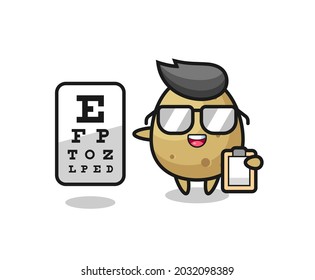 Illustration of potato mascot as an ophthalmology , cute style design for t shirt, sticker, logo element