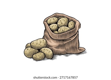 ilustração de batatas em um saco