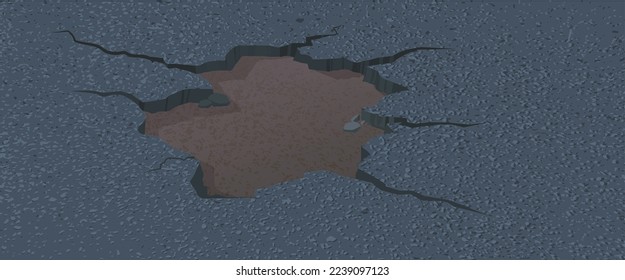 Ilustración de baches en una carretera - vector