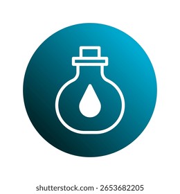 Illustration of a potion bottle with a liquid drop inside symbolising chemistry and science concepts