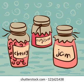 illustration with pots of the jam