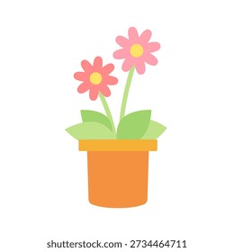 Illustration of a potted gerbera flowerpot