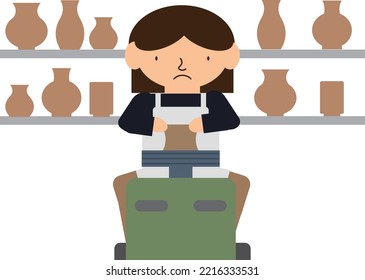 Illustration of a potter woman working