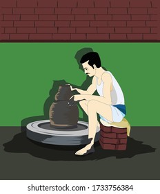 Illustration of a potter at work