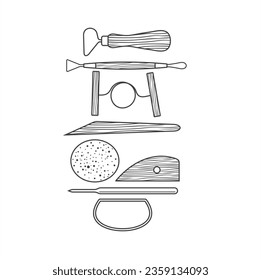 illustration of potter's tools, vector art.