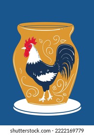 Ilustración de artesanía de cerámica de gallo de Francia