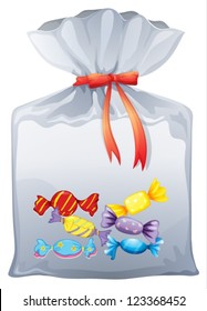 Illustration of a pouch bag of sweets on a white background