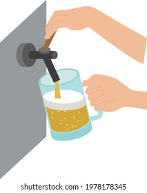 Illustration of pouring beer on a beer server